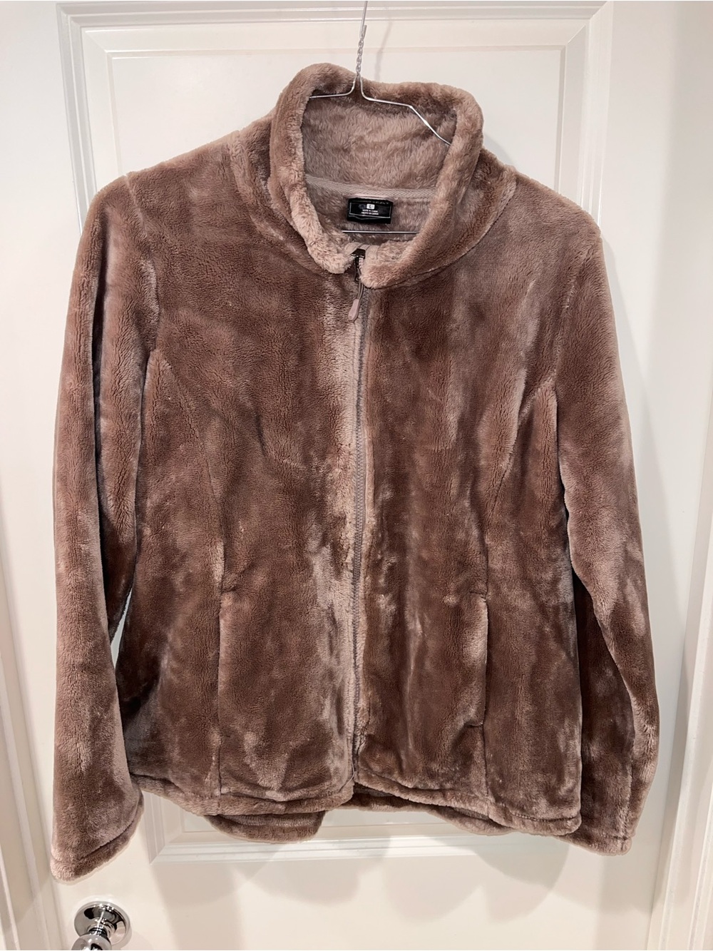 32 Degrees Heat Women's Jacket brown Sherpa Faux Fur Long Sleeve Full Zip large